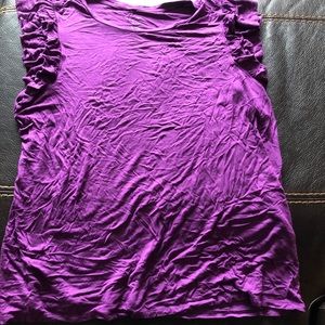 Purple T with ruffled cap sleeves